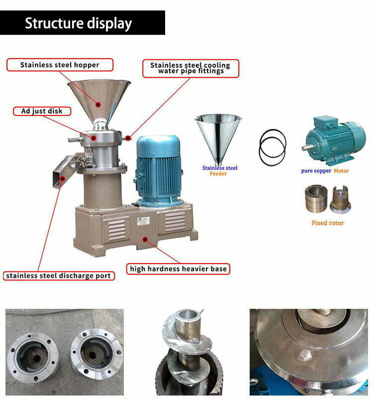 Estructura de la máquina trituradora de mantequilla de maní comercial