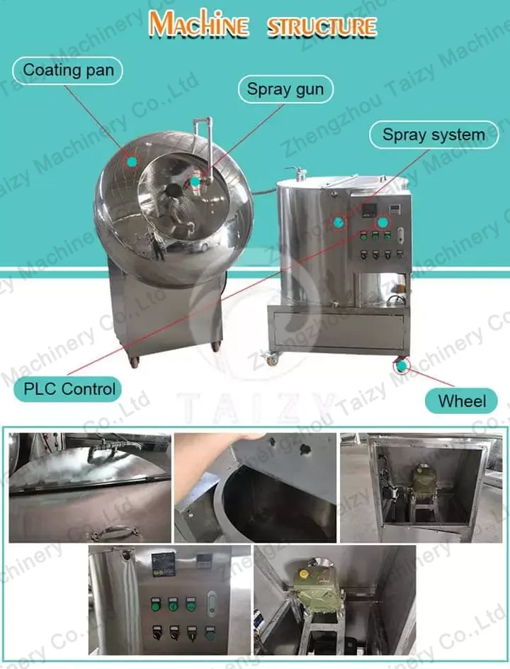 estructura de la máquina de recubrimiento de nueces