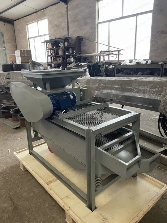 Almond sheller with raised wooden boards