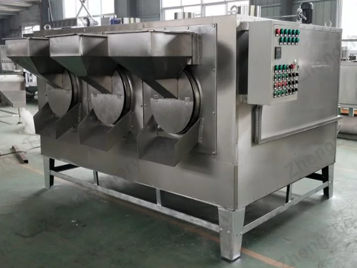 Three-cylinder sesame seed roaster