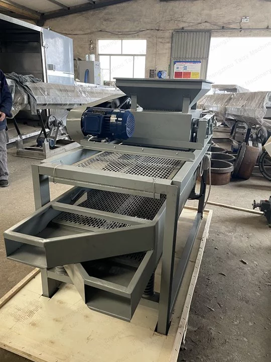 Two-stage almond shelling machine