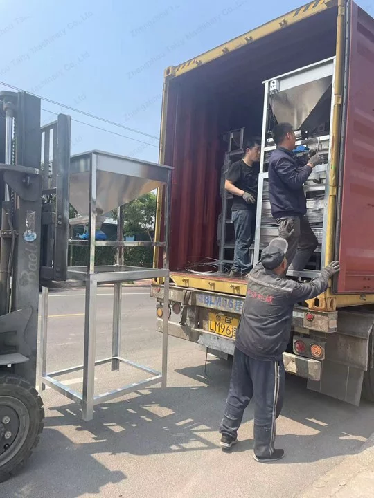 Workers are loading boxes